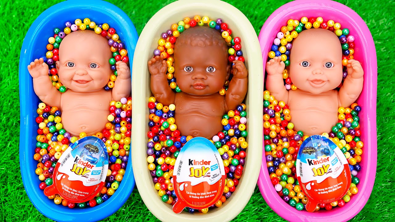 Full of 3 Rainbow BathTubs Candy with M&M's & Magic Slime Cutting Video