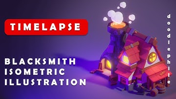 Blacksmith Isometric Illustration in Blender - 3D Modeling Process - Timelapse
