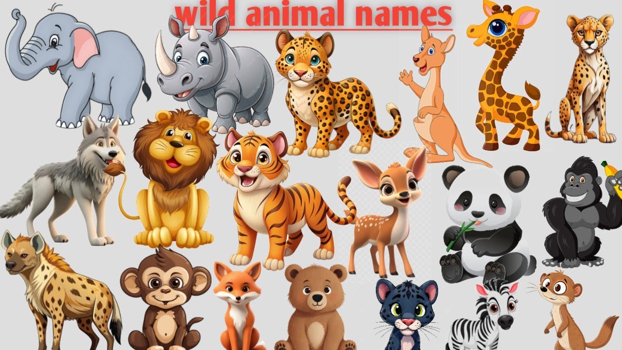 🦁 Forest Animals Name Learning for Kids | Jungle Animals in Hindi ...