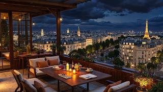 Rooftop Coffee Jazz Ballad ~ Midnight Paris Vibes for Peaceful Nights &amp; Candlelight Ambience