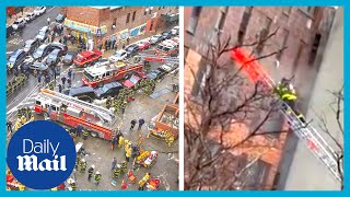 Hero firefighter rescues baby from burning building in the Bronx, New York