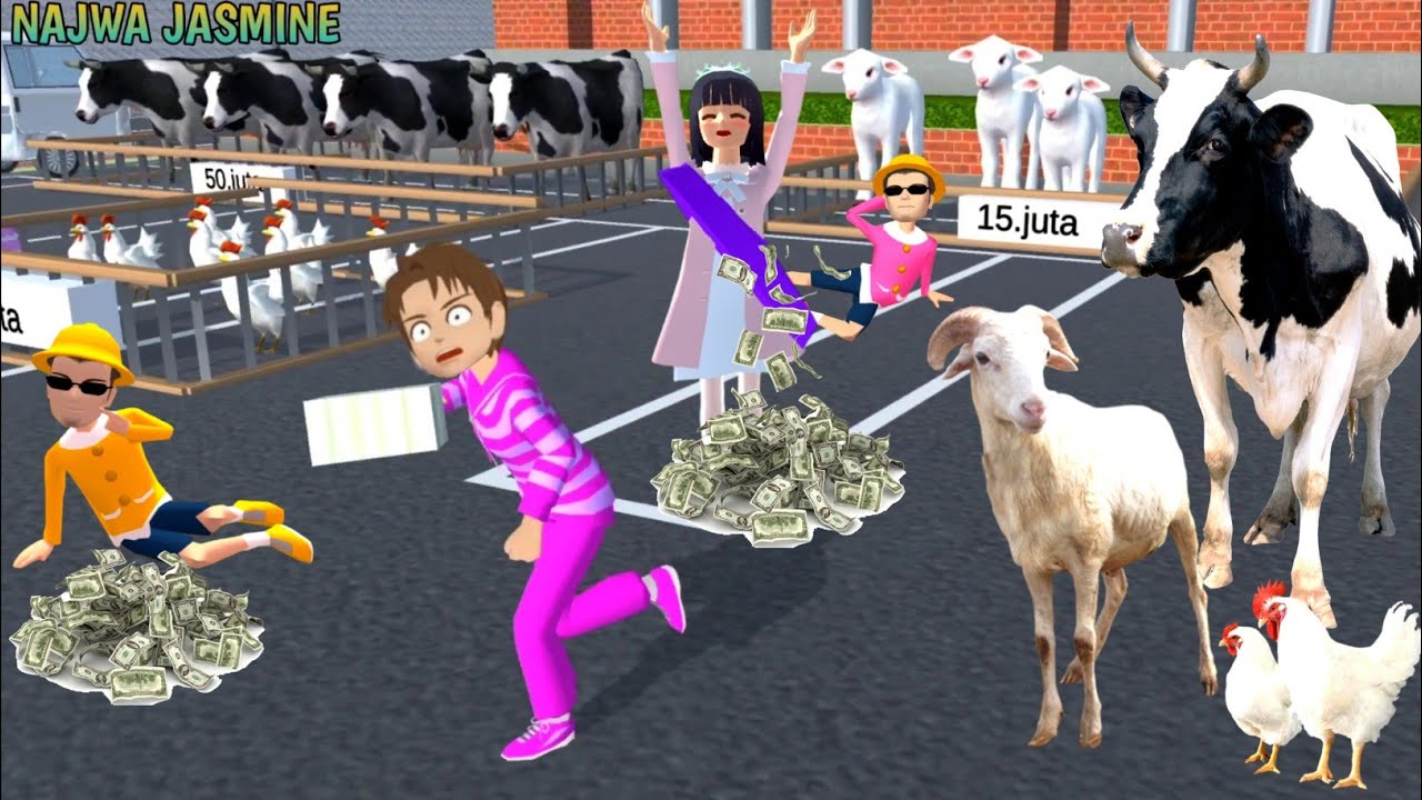 Yuta Jualan Sapi, Mio Jualan Ayam Dan Atom Atam Jualan Kambing Di Kota Sakura. Ayam Mio Laku Banyak.