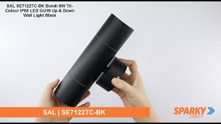 SAL SE7122TC-BK | Bondi 8W Tri-Colour IP65 LED GU10 Up & Down Wall Light | Black