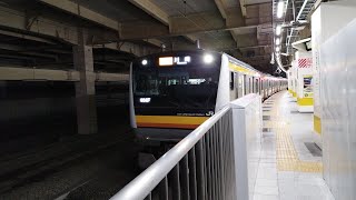 964F E233系 N18編成 各駅停車川崎行が立川駅南武線ホームの8番線を発車するシーン