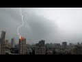 आकाशीय बिजली बिल्डिंग पर गिरी thunder storm lighting strike building tower bijali giri