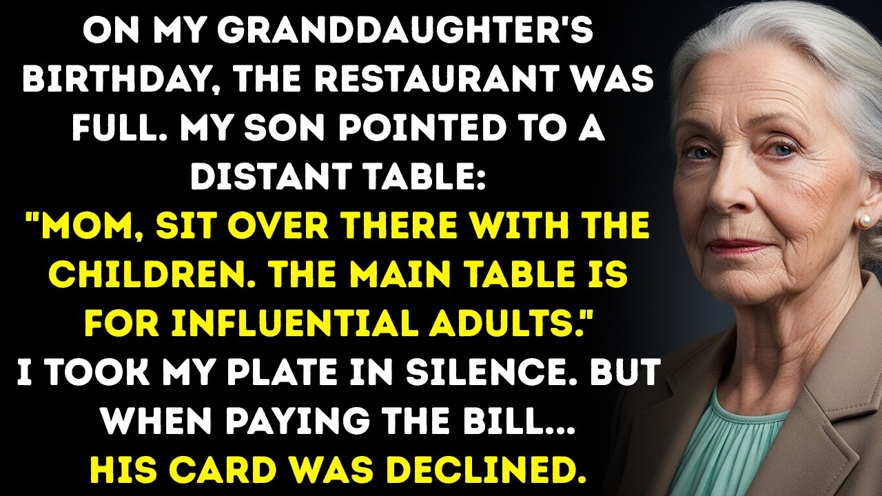 The night my son seated me at the kids’ table, next to the kitchen door, I decided to let him think he’d won. He was hosting his daughter’s birthday at the city’s most exclusive restaurant, and he...