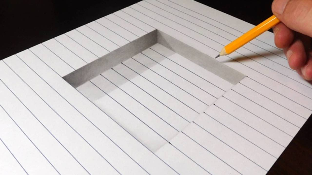 How to Draw a Step in Line Paper Easy 3D Trick Art YouTube