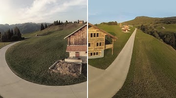 3D model of house added to 360 VR video (compositing)