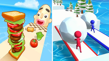 Sandwich Runner 🆚 Snow Race🌻🧿🌺🌈Max Levels Walkthrough Android IOS Update Gameplay AF20