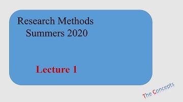 Research Methods, Lecture 1