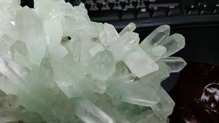 ★730g~青花叢+杜氏 天然 超翠綠 巴西 青幽靈晶簇+杜氏水晶 超美 擺件~