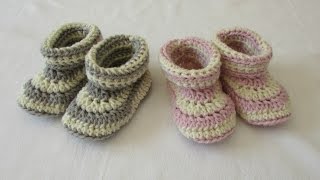 How to crochet children's cuffed booties / shoes / slippers