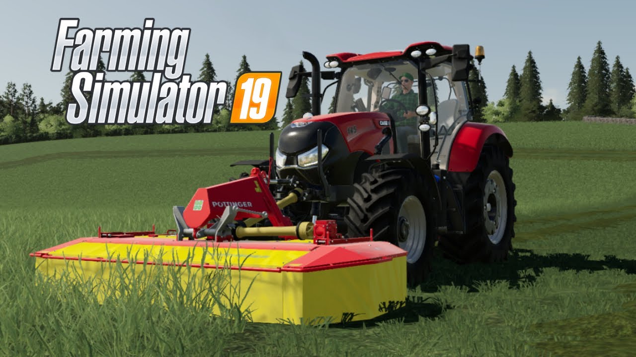 Mowing and raking grass [FS19] Ep 1 YouTube
