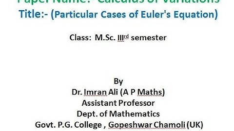 Particular Cases of Euler