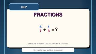 6/7 ÷ 1/3 = ? | 1-Minute Fractions Practice | Dividing Fractions