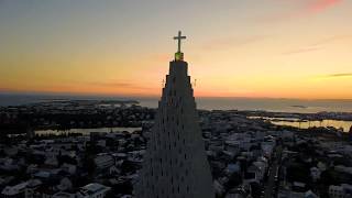 Wow Air Travel Guide Hallgrímskirkja Sunset Drone