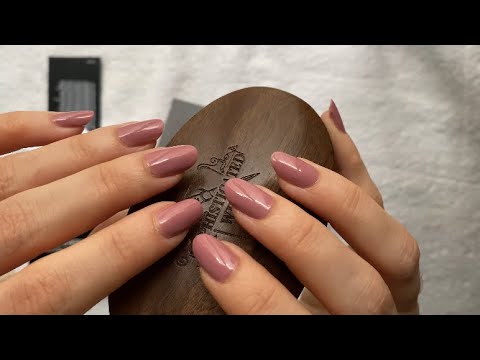 ASMR Clicky whisper rambles w/ tingly tapping on wood + brushing sounds
