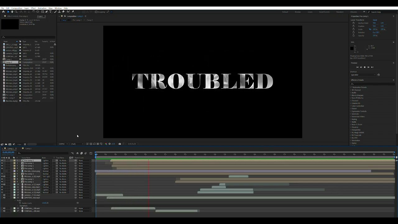 ROUGH CUT troubled title sequence Adobe After Effects 2024