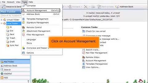 How to delete an email account in DreamMail