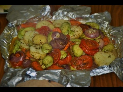 Видео рецепт Овощи, запеченные в духовке в фольге