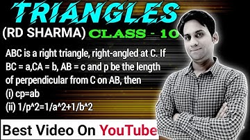 ABC is a right triangle right angled at C. Let BC=a, CA=b, AB=c and let p be the length of perpendi