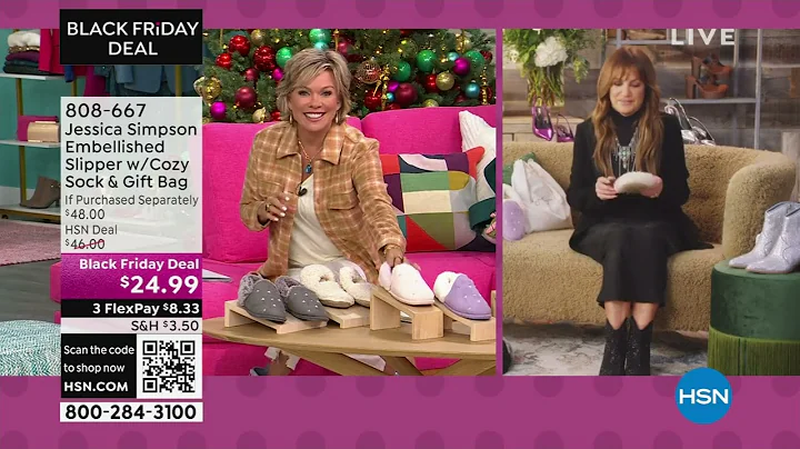 Jessica Simpson Embellished Slipper with Cozy Sock   Gif...