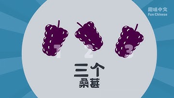 Learn Chinese number 3, 趣味中文，关于三的水果, Fun Chinese learning from 1 to 10.