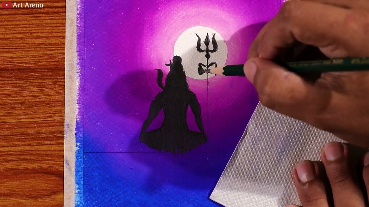 Lord Shiva with Trishul / Drawing with Oil Pastels / Step by Step YouTube