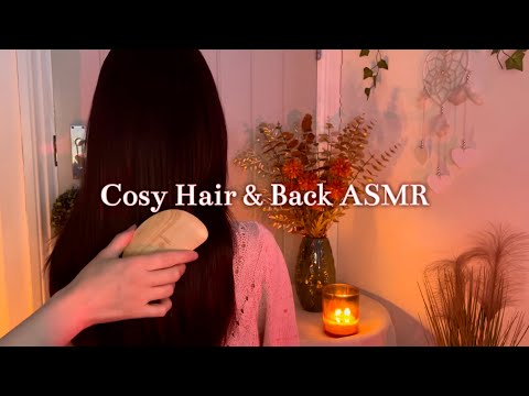 ASMR Brushing Long, Glossy Hair with a NEW Wooden Brush, Hair Play with Back & Cardigan Scratching