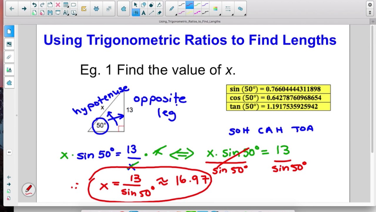 Using Trigonometric Ratios to Find Lengths - YouTube