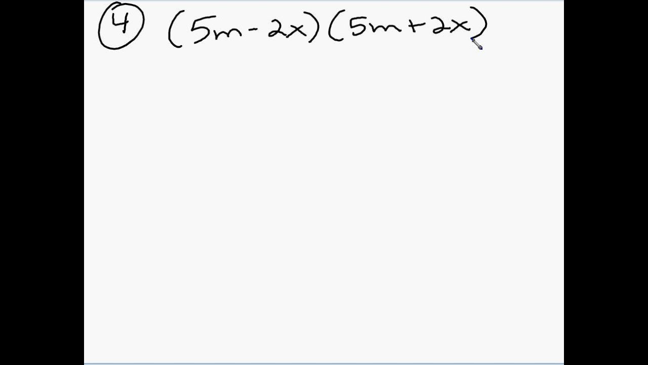 Difference of 2 Squares Square of Binomial