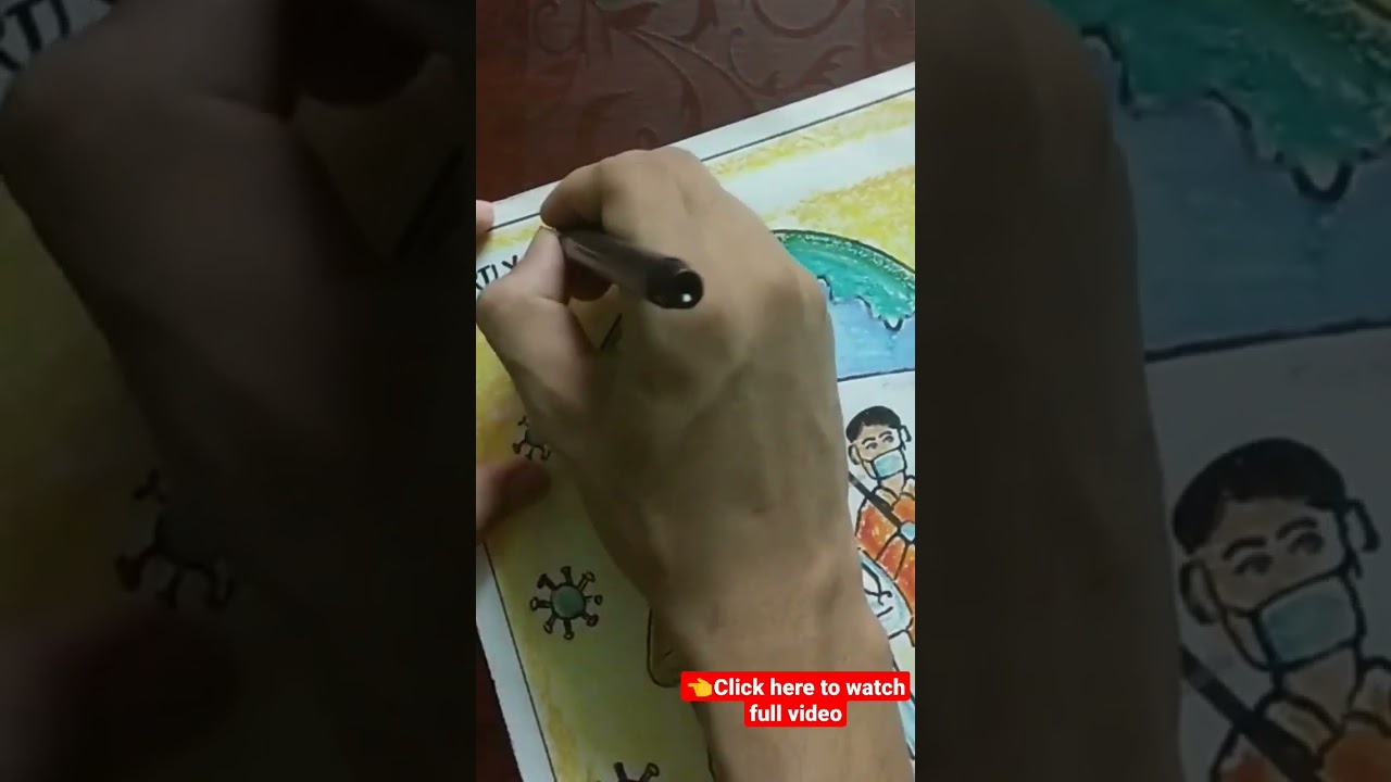 Coronavirus Poster Drawing with oil pastels | Heartly Thanks To CORONA Warriors | Smarty Art