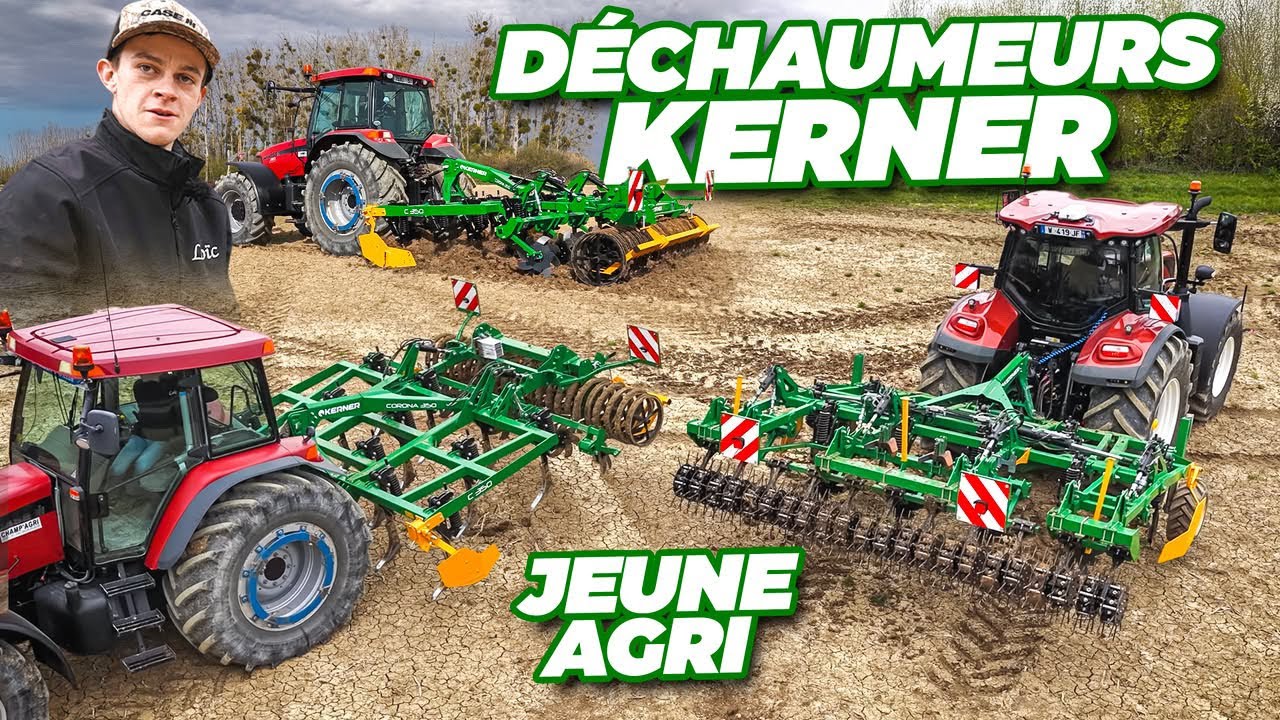 JEUNE AGRI 100% Case IH 🔴 avec ses DÉCHAUMEURS KERNER + DÉMO New Holland T7 Terracotta 🤯