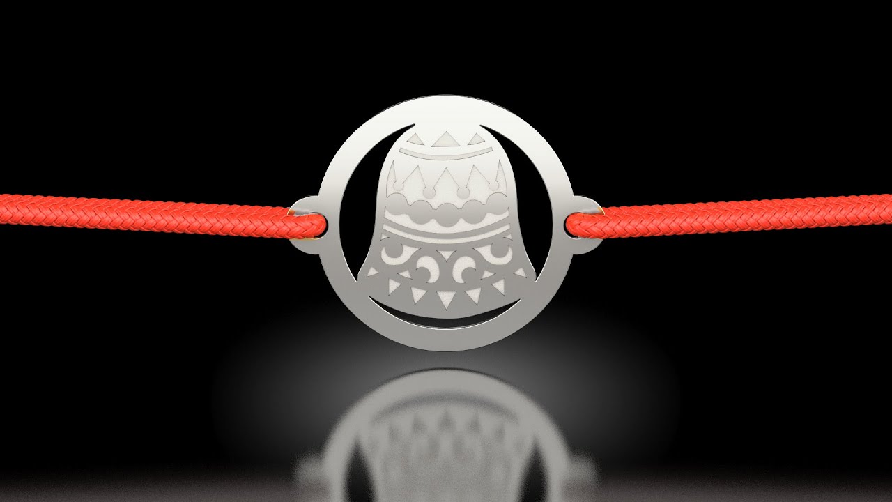 Bratara din aur alb cu snur rosu model Clopoțelul Zdăngănici - Verighete ATCOM