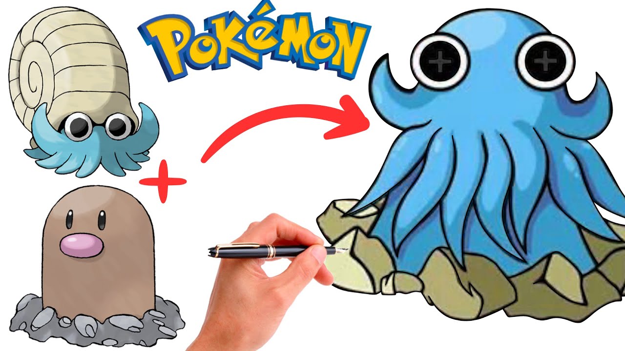 Simple Diglett Draw How To Draw OMANYTE and DIGLETT FUSION POKEMON | Pokemon Fusion - YouTube