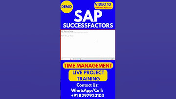 SAP SuccessFactors Time Management Training Online Class 10 18thApril 2025#sapsuccessfactorstraining
