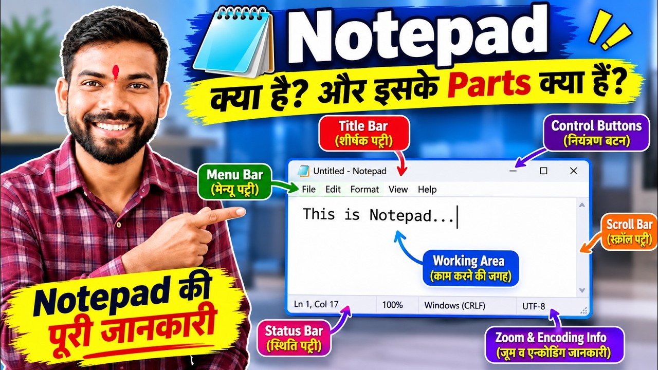 Notepad Basic Tutorial in Hindi | Notepad क्या है और इसका उपयोग कैसे ...