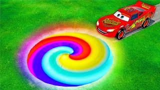 Mega Rainbow Storm Pit Vs McQueen and Pixar cars! BeamNG. drive!