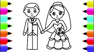 Colouring Book Bride and Groom with Yellow Hair and Pink Flower - How to Draw Dump Truck Colouring Book Bride and Groom with Yellow Hair and Pink Flower - How to Draw Dump Truck