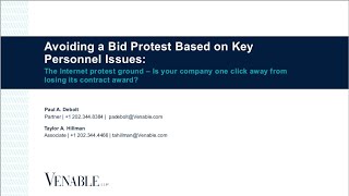 Key Personnel and Conflicts of Interest: The Recipe for a Successful Bid Protest Webinar Series