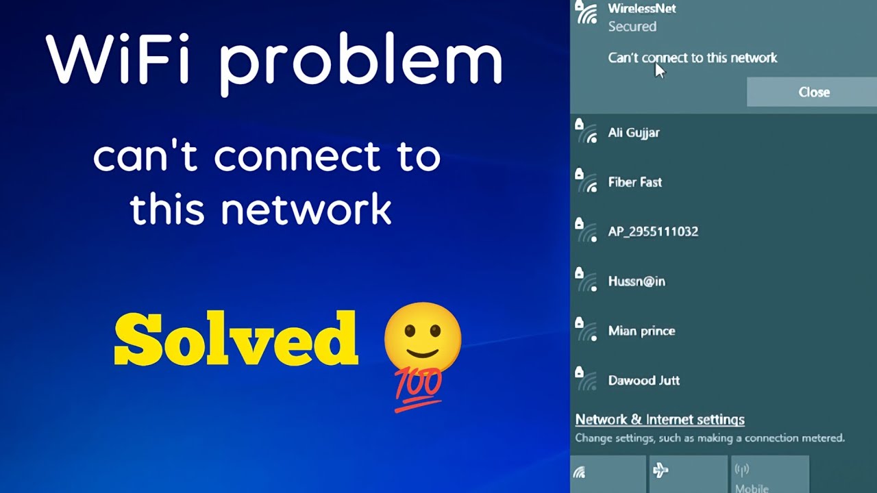 Can't connect to this network | Laptop wifi connection problem Solved ...