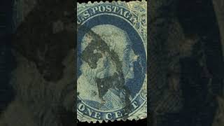 1857 US Used Postage Stamp of one cent Ben Franklin Blue
