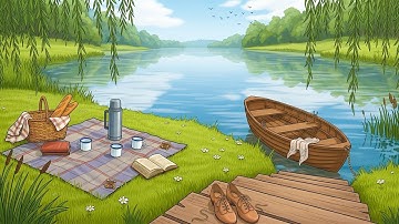 A Peaceful Summer by the River | vintage picnic & nature ambience with soft birdsong