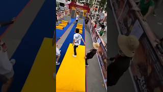 The boy in the white shirt won the fast race #shortsvideo