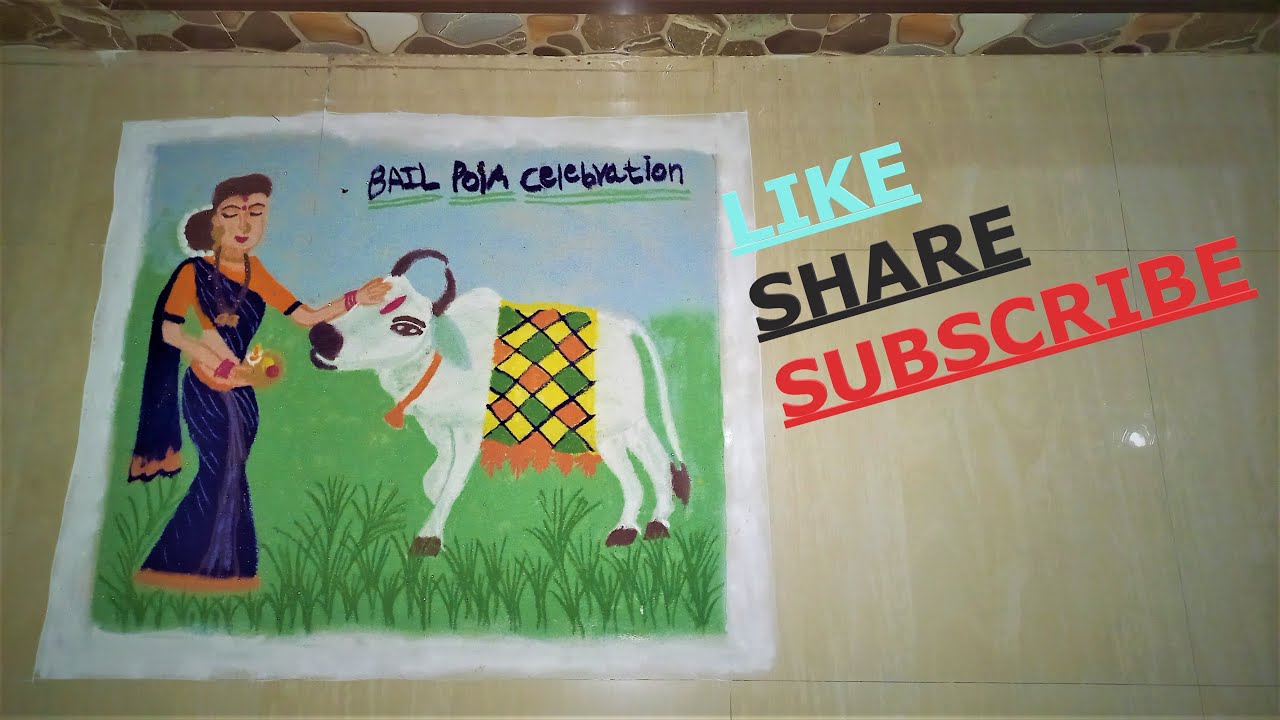 Bail Pola Poster Rangoli - YouTube