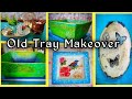Old Tray Makeover||How to Reuse old tray|| Decoupage on Steel and Plastic Tray|| Stencil art on Tray