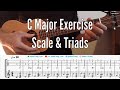 C Major Scale with Triad Chords - Ukulele Exercise with Tabs