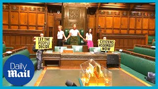 Extinction Rebellion hits Parliament: Protesters GLUE themselves to speaker's chair