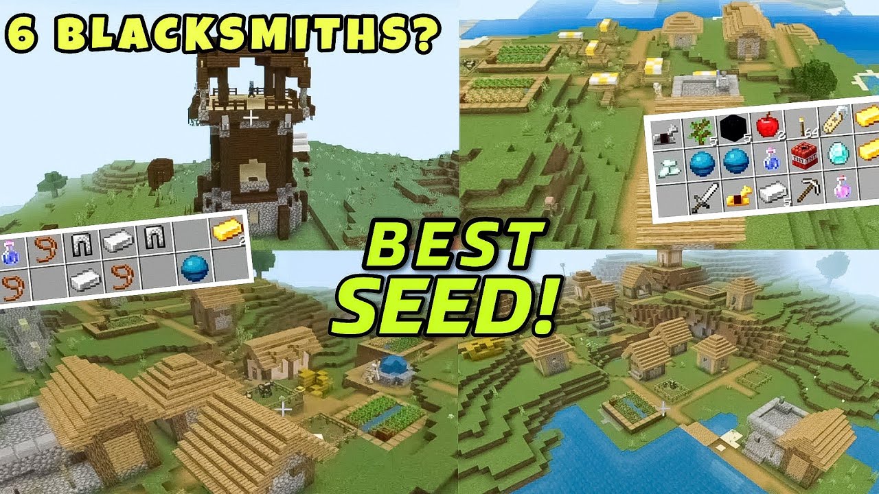 Best Survival Seed For Minecraft PE 1.18 | *6 BLACKSMITHS Village ...