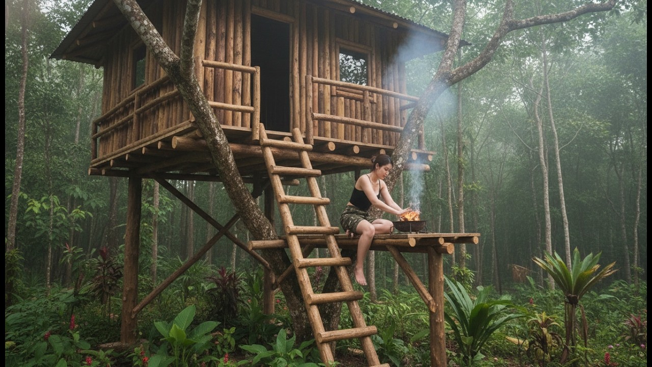 No Escape, No Help – Fighting Storms and Beasts While Building My Tree Shelter